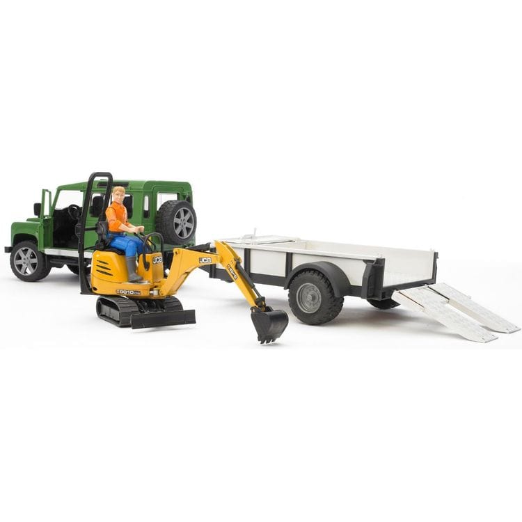 Bruder - Land Rover with Trailer, Worker & JCB Excavator - Vehicles