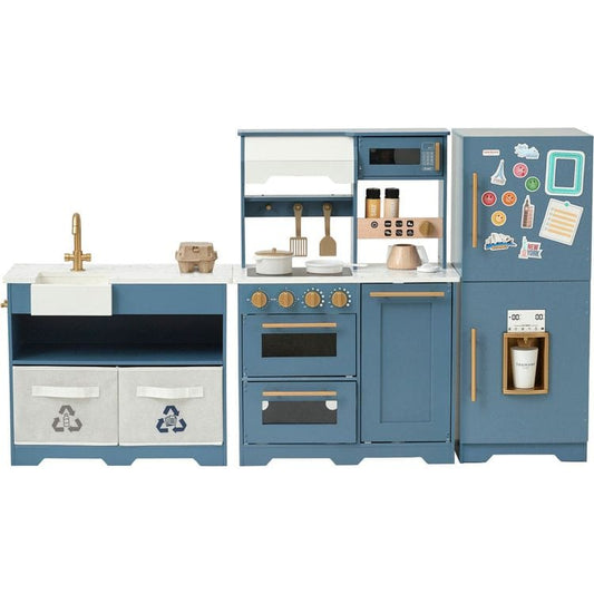 Teamson Kids - Little Chef Atlanta Modular Play Kitchen - Blue/Gold - Preschool