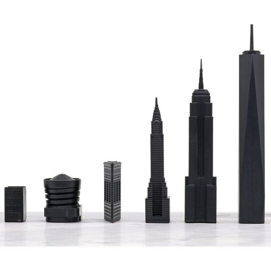Skyline Chess - New York Versus Los Angeles Acrylic Chess Set with Marble Hatch Board - Games