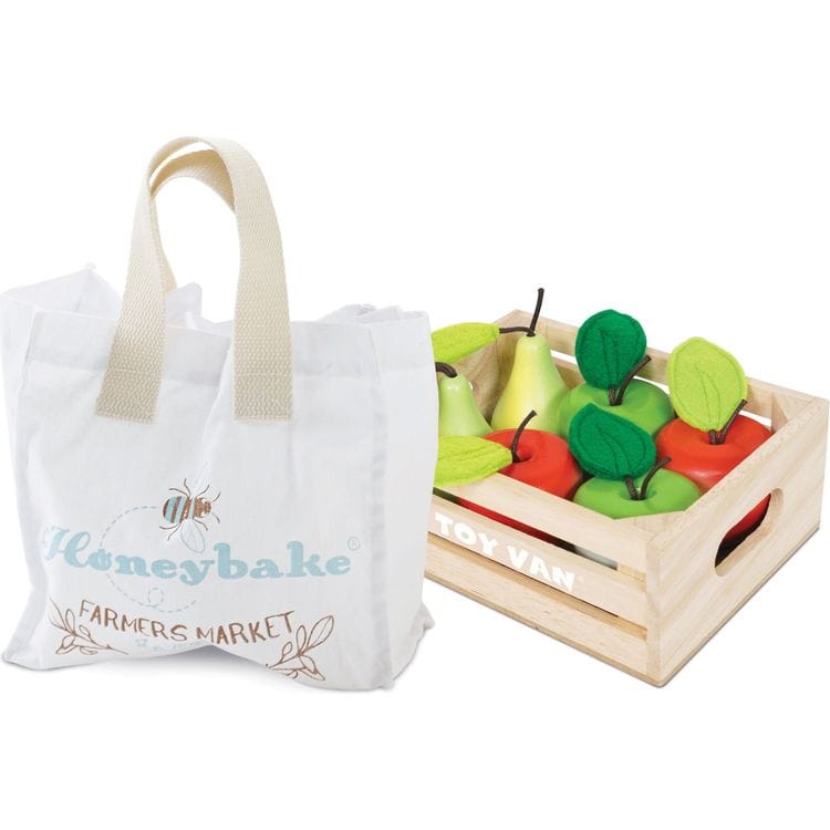 Le Toy Van - Wooden Market Stall & Fruit Play Food Crate - Preschool