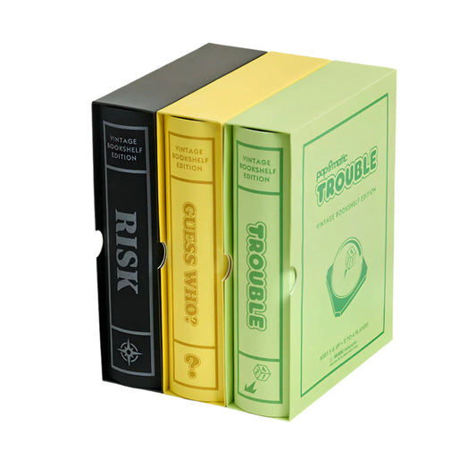 WS Game Company - 3 Pack Vintage Bookshelf Games: Risk, Guess Who, Trouble - Games