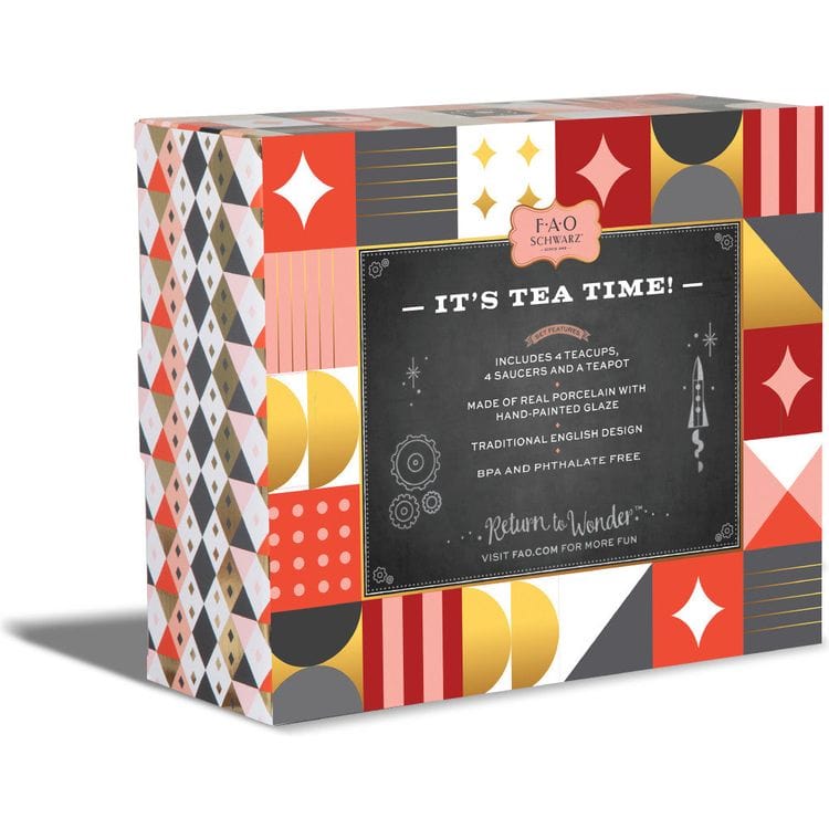 FAO Schwarz - 9-Piece Hand-Glazed Ceramic Tea Party Set - Preschool