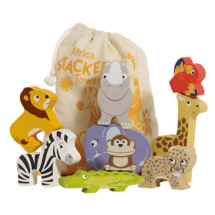 Le Toy Van - Africa Stacking Animals & Bag - 10 Piece - Infants