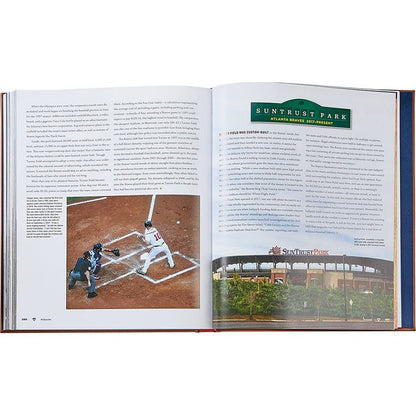 Graphic Image - "Ballparks Past and Present" Book in Tan Bonded Leather - Books