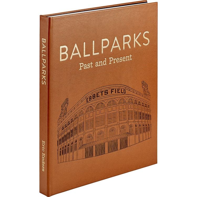 Graphic Image - "Ballparks Past and Present" Book in Tan Bonded Leather - Books