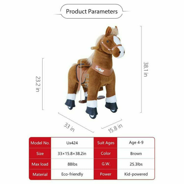 PonyCycle, Inc. - Brown Model U Ride-On Horse - 4-7 Years - Plush