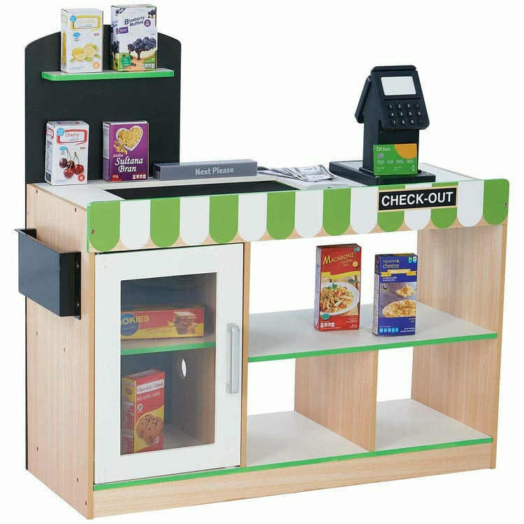 Teamson Kids - Cashier Austin Play Market Stand - Green / Wood - Preschool
