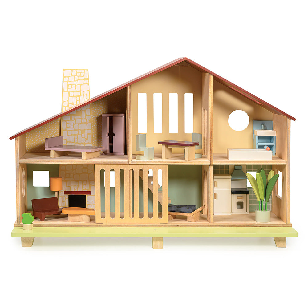 Mentari - Cedar Chalet Dollhouse with Furniture - Dolls