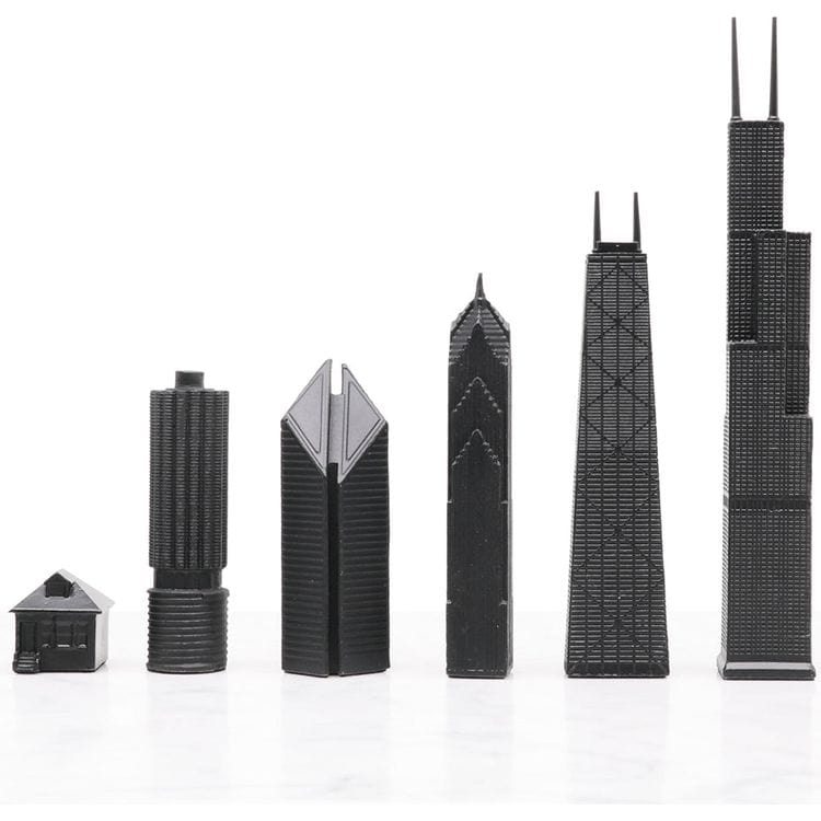 Skyline Chess - Chicago Edition Stainless Steel Chess Set with Wood Map Board - Games