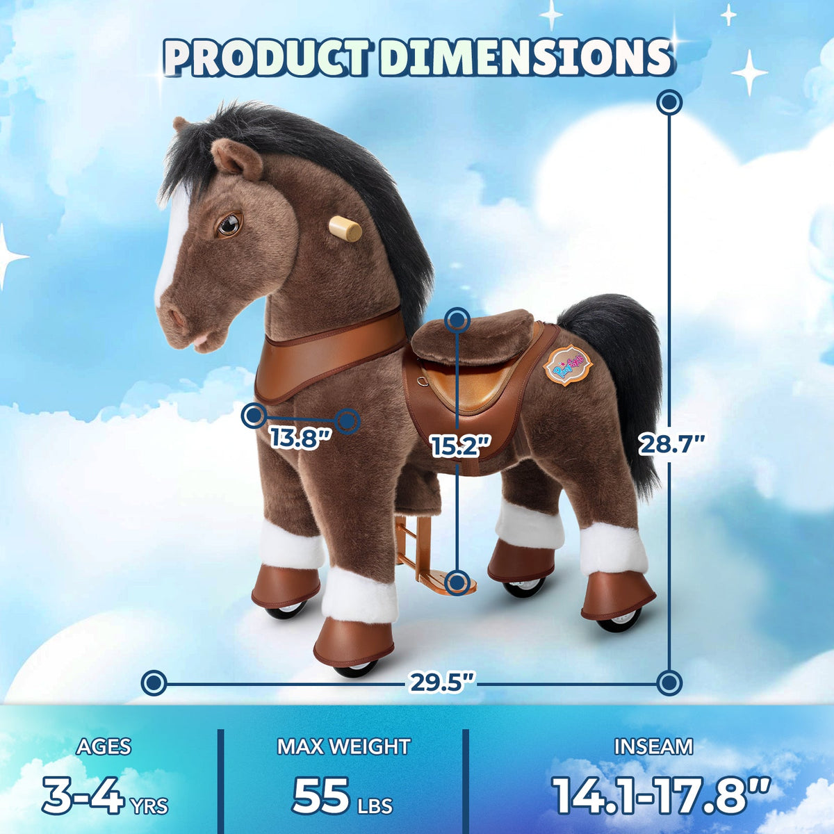PonyCycle, Inc. - Chocolate Brown Horse Model Y Ride on Toy - 3-4 Years - Outdoor
