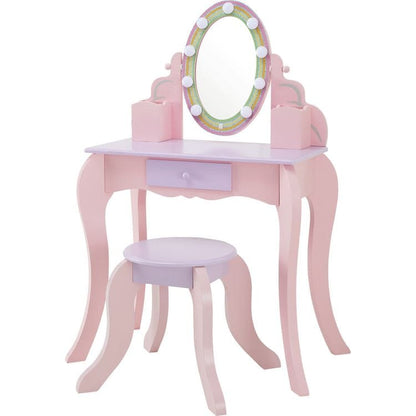 Teamson Kids - Fantasy Fields Little Princess Rapunzel Vanity with LED Mirror - Room Decor