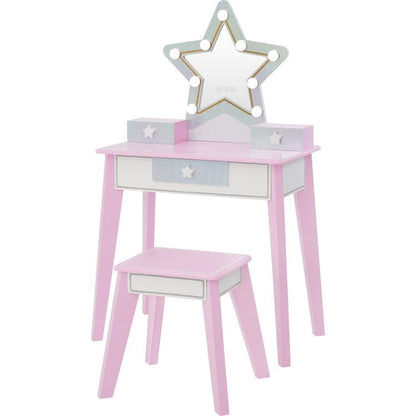 Teamson Kids - Fantasy Fields Little Princess Star Vanity with LED Mirror - Room Decor