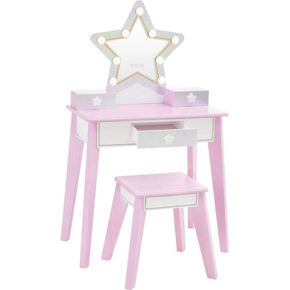Teamson Kids - Fantasy Fields Little Princess Star Vanity with LED Mirror - Room Decor