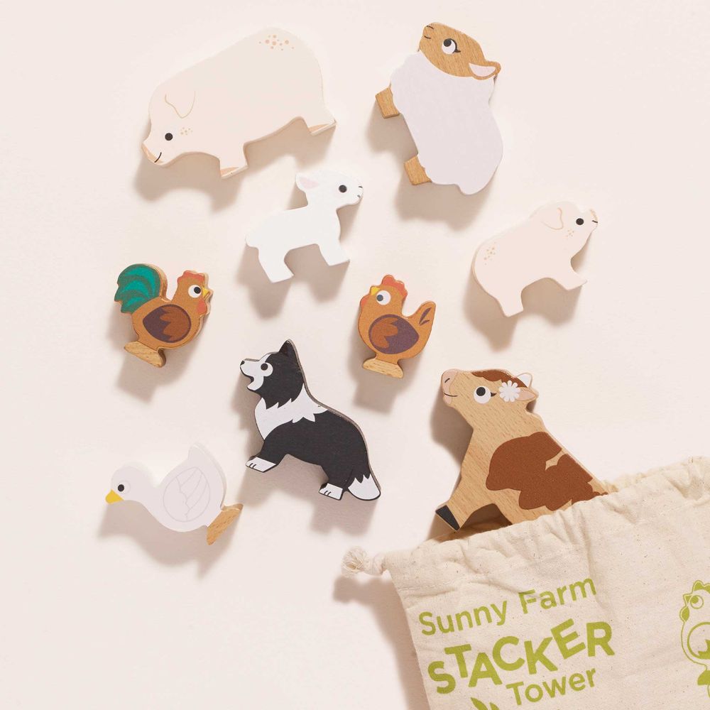 Le Toy Van - Farmyard Stacking Animals & Bag - Infants