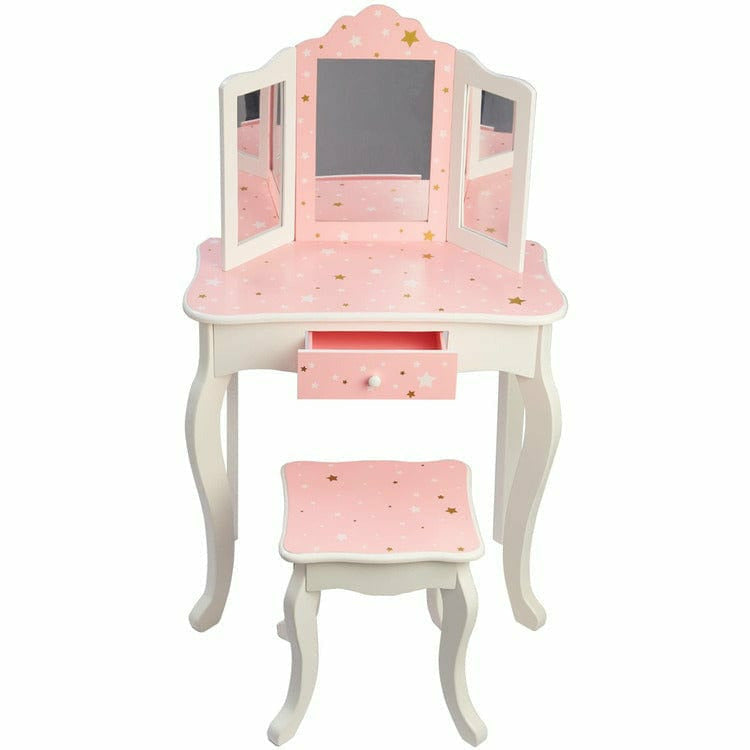 Teamson Kids - Fashion Twinkle Star Gisele Vanity Set - Pink/White - Room Decor
