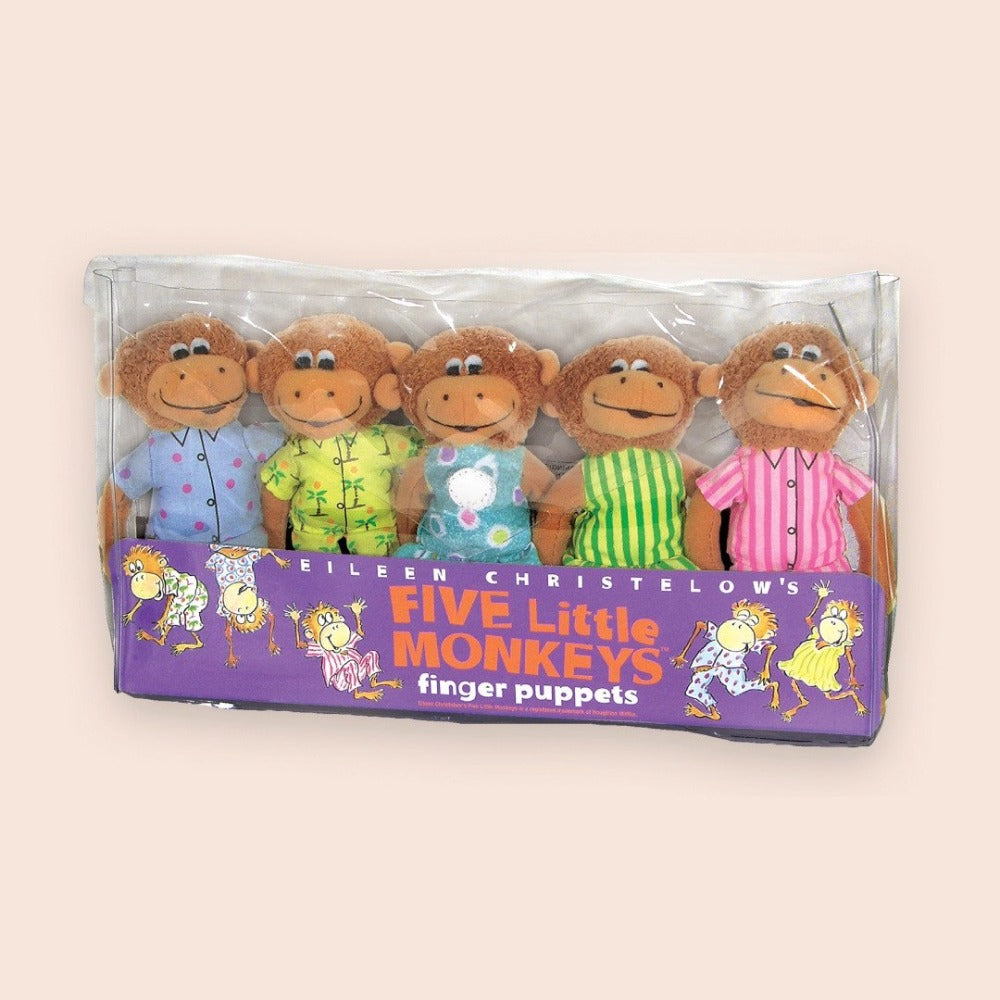 MerryMakers - Five Little Monkeys Finger Puppet Playset - Plush