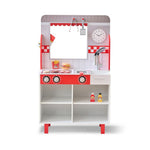 Teamson Kids - Flip & Fry Wooden Burger Shop with 29 Pcs Accessories - Preschool