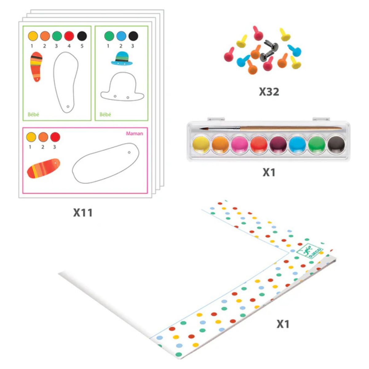 Djeco - Fox Family Watercolor Set - Creativity