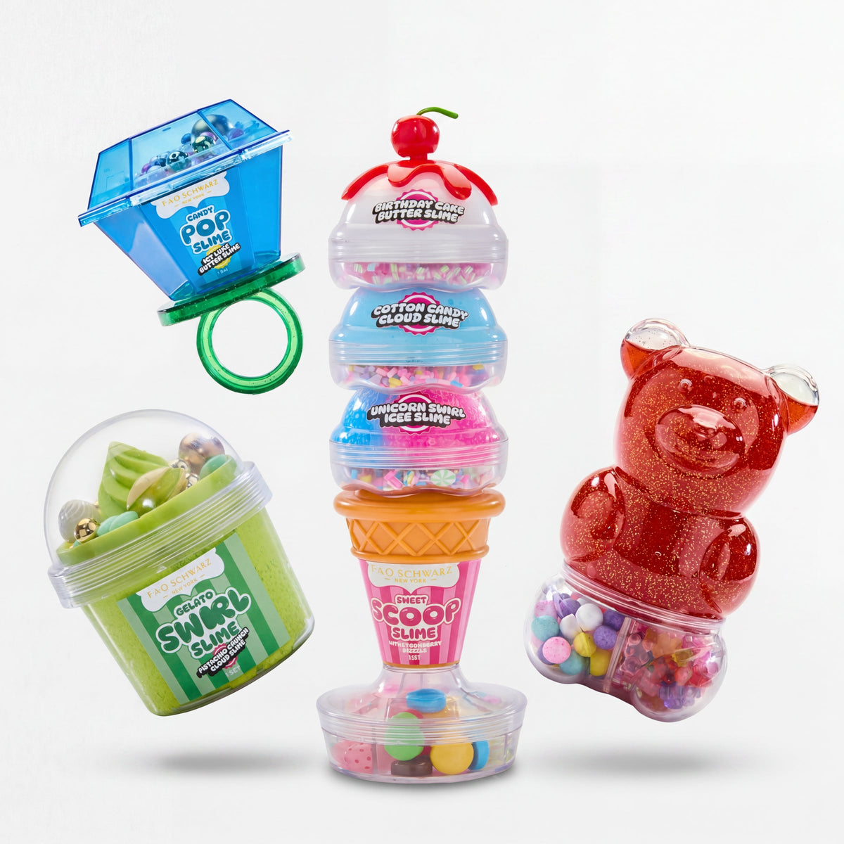 FAO Schwarz - Gelato Swirl Slime – Cherry Bliss Clear Bingsu Slime - Creativity