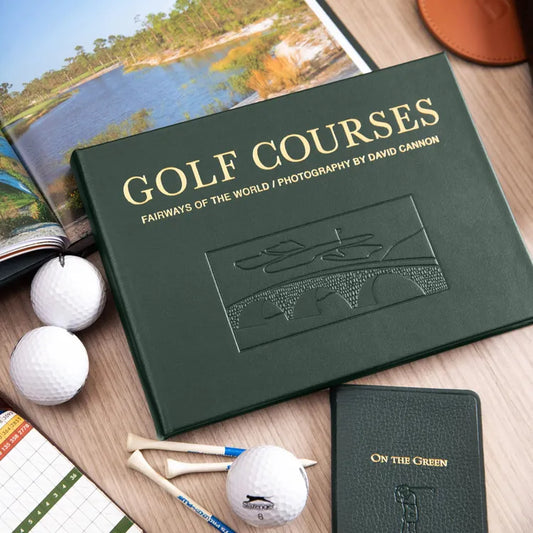 Graphic Image - "Golf Courses: Fairways of the World" Book in Green Bonded Leather - Books