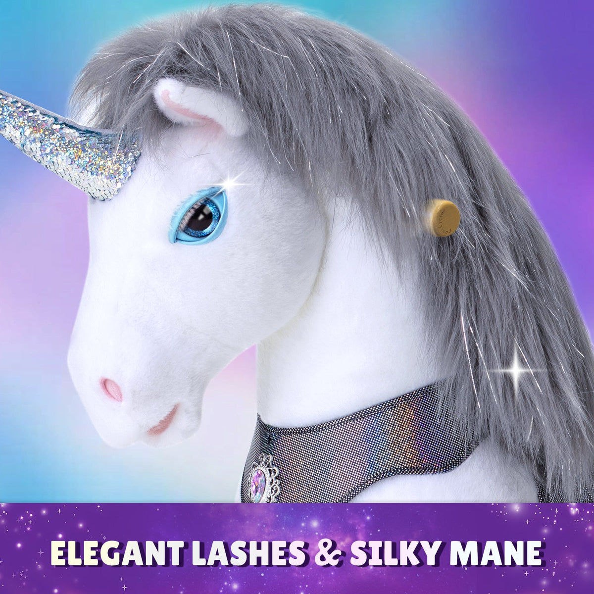 PonyCycle, Inc. - Grey Unicorn Model Y Ride on Toy - 4-7 Years - Outdoor