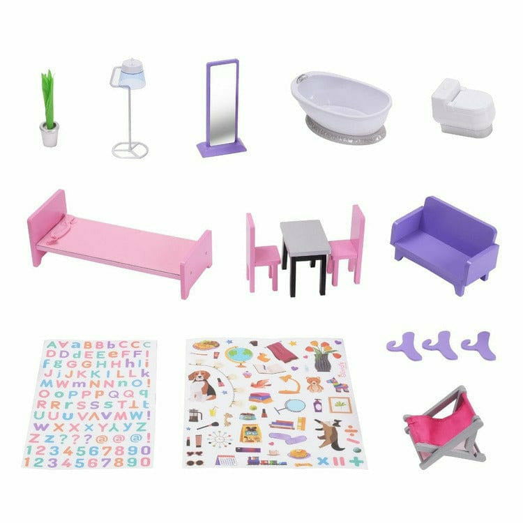 Teamson Kids - Kids Dreamland Sunset 3-Level Dollhouse Set for 12" Dolls - Preschool