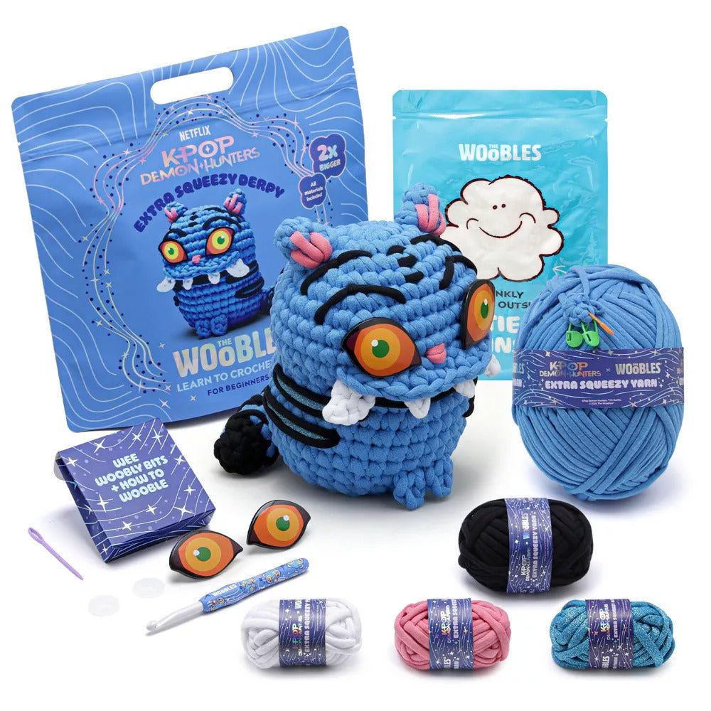 The Woobles - Kpop Demon Hunters Derpy Tiger Extra Squeezy Learn to Crochet Kit - Creativity