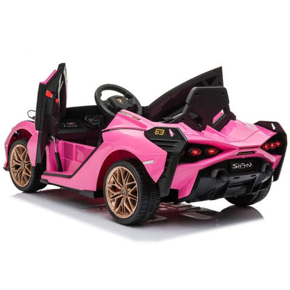 Best Ride on Cars - Lamborghini Sian 12V Ride On Car - Pink - Outdoor