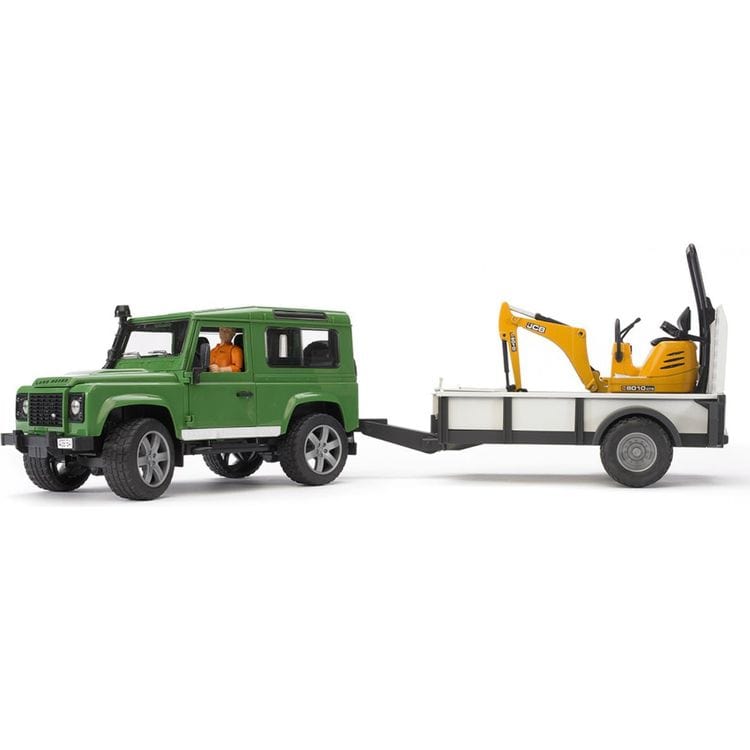Bruder - Land Rover with Trailer, Worker & JCB Excavator - Vehicles