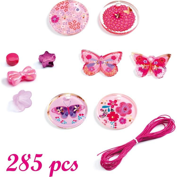 Djeco - Le Grand Artist Jewelry Making Bead Kit - Butterfly & Heart - Creativity