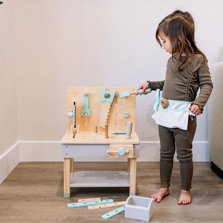 Wonder & Wise - Little Builder Wooden Construction Workbench - Preschool