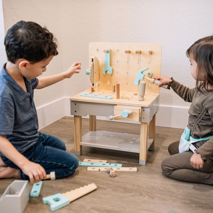 Wonder & Wise - Little Builder Wooden Construction Workbench - Preschool