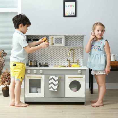 Teamson Kids - Little Chef Berlin Modern Play Kitchen - Grey / White - Preschool