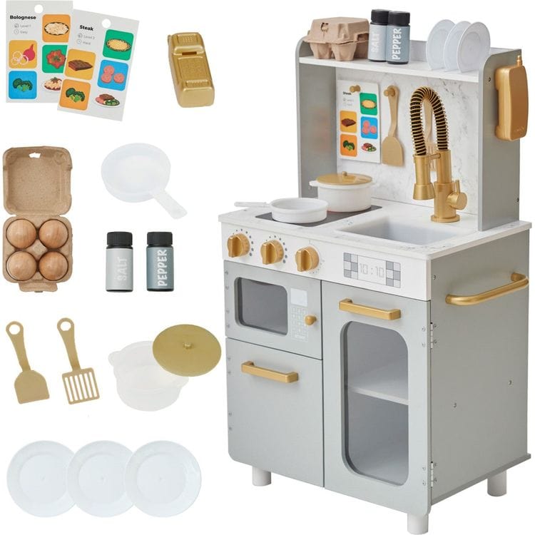 Teamson Kids - Little Chef Memphis Play Kitchen - Gray/Gold - Preschool