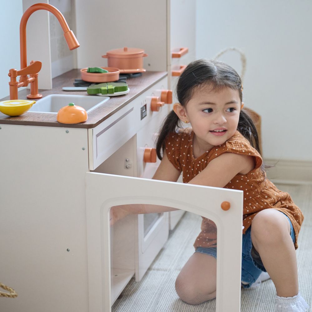 Teamson Kids - Little Chef Normandy Wooden Play Kitchen with Modular Fridge & Sink - Pink - Preschool