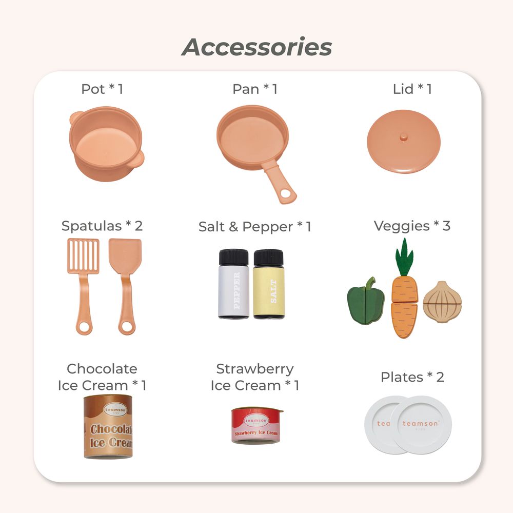 Teamson Kids - Little Chef Normandy Wooden Play Kitchen with Modular Fridge & Sink - Pink - Preschool