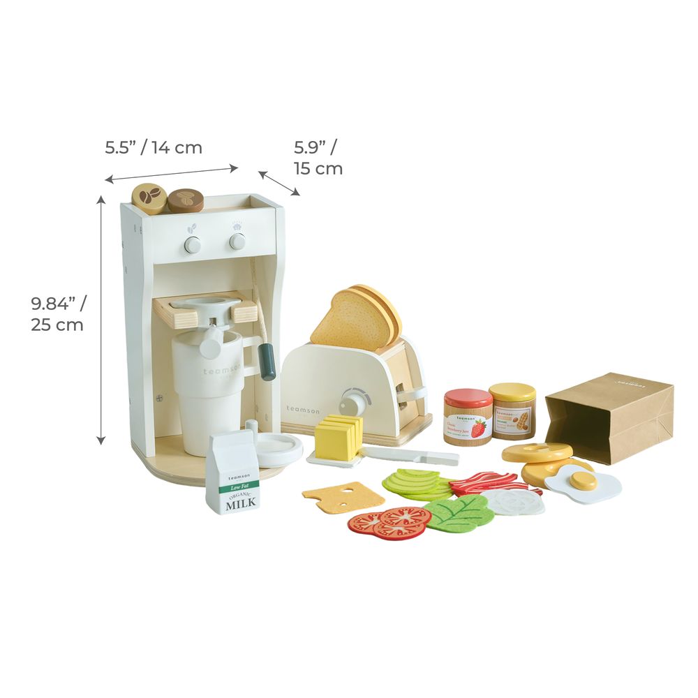 Teamson Kids - Little Chef Santa Barbara Wooden Healthy Breakfast to Go - Preschool