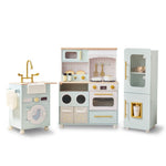 Teamson Kids - Little Chef Savannah Wooden Play Kitchen with 3 Modular Pieces - Light Blue - Preschool