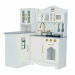 Teamson Kids - Little Chef Upper East Retro Play Kitchen - White / Gold - Preschool