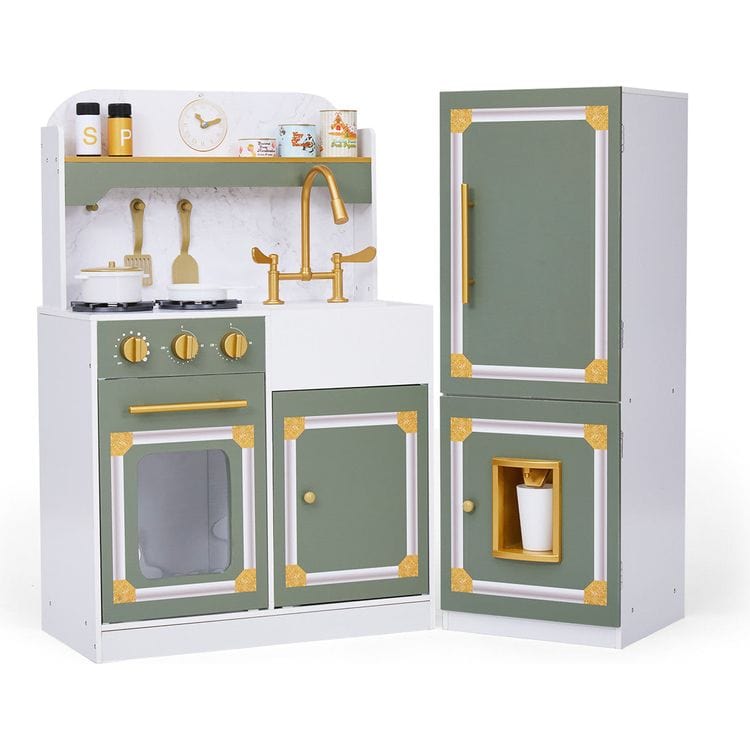 Teamson Kids - Little Chef Versailles Deluxe Play Kitchen - Olive Green - Preschool