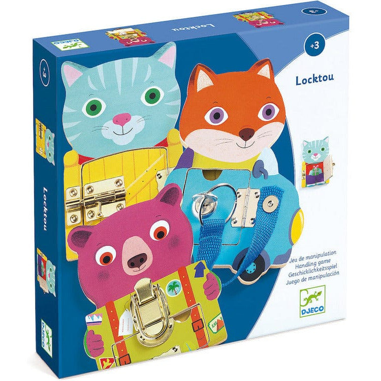 Djeco - Locktou Locking and Unlocking Wooden Skill Boards - Preschool