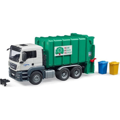 Bruder - MAN TGS Rear Loading Garbage Truck (Green) - Vehicles