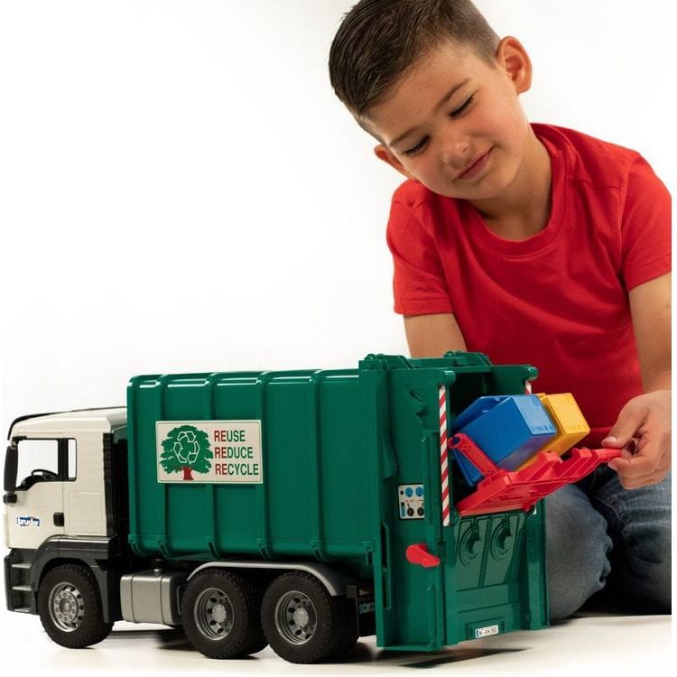 Bruder - MAN TGS Rear Loading Garbage Truck (Green) - Vehicles