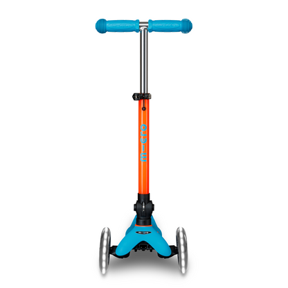 Micro Kickboard - Mini Deluxe Foldable LED Scooter - Neon Sunset Orange/Aqua - Outdoor