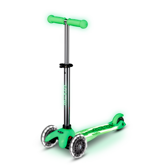 Micro Kickboard - Mini Deluxe Glow LED Plus Scooter - Icy Lime - Outdoor
