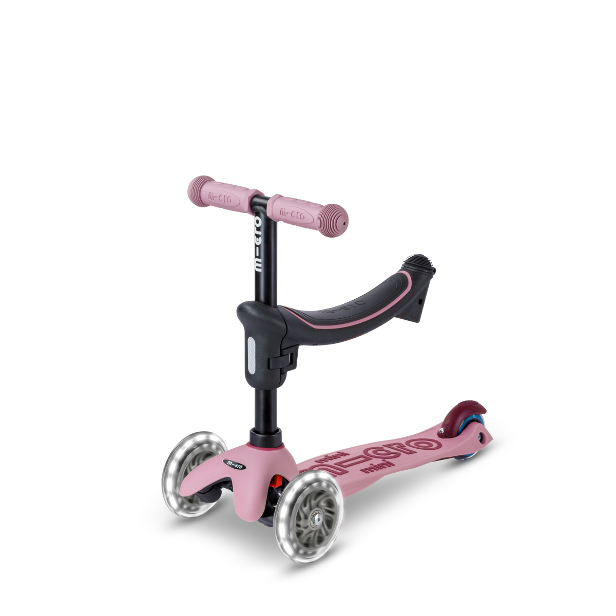 Micro Kickboard - Mini Deluxe Rock & Go LED Scooter - Dusty Rose - Outdoor
