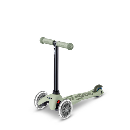 Micro Kickboard - Mini Deluxe Rock & Go LED Scooter - Olive Sage - Outdoor
