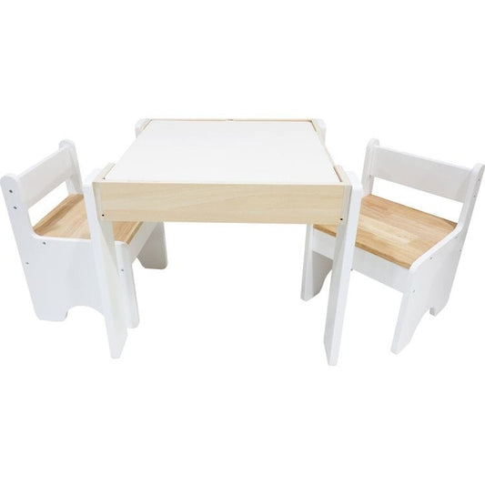 Teamson Kids - Multi-Activity Table with Reversible Tabletop & Chairs Set - Preschool