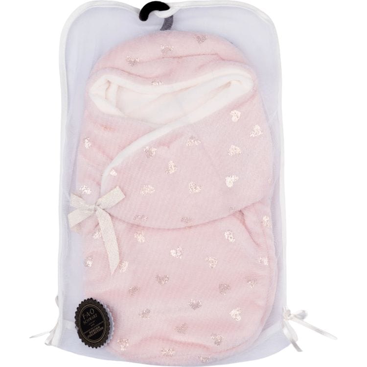 FAO Schwarz - My FAO Doll Swaddle - Pink With Gold Hearts - My FAO Doll