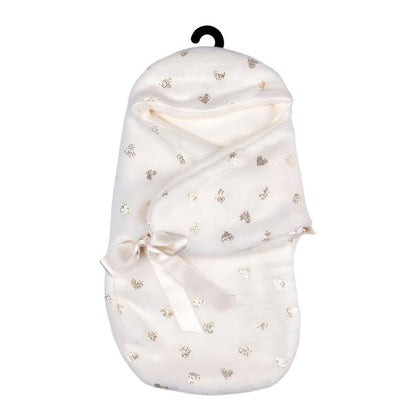 FAO Schwarz - My FAO Doll Swaddle - White With Gold Hearts - My FAO Doll